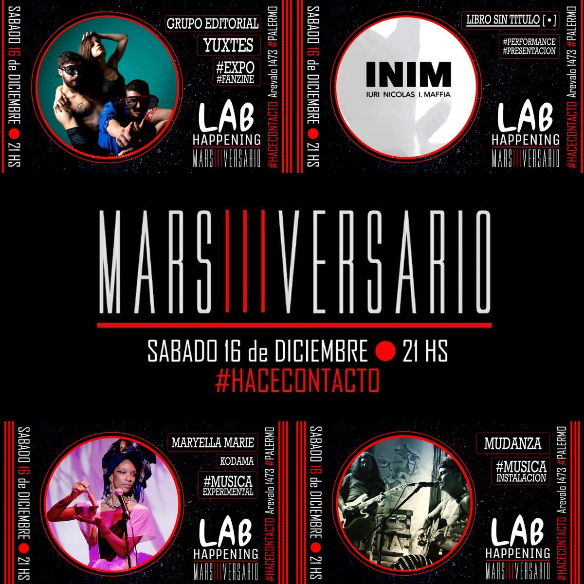 MarteCreativx's tweet photo. 🔴 Nos vemos esta noche a partir de las 21HS 🎉 Celebración #MARSIIIVERSARIO 🎉 #APruebaDeLluvias 🌧️👌🚩 #MUSICA #EXPO #PERFO #AUDIOVISUAL #INSTALACION #COSMIC #FOTOGRAFIA https://t.co/BRUSfHwbEo