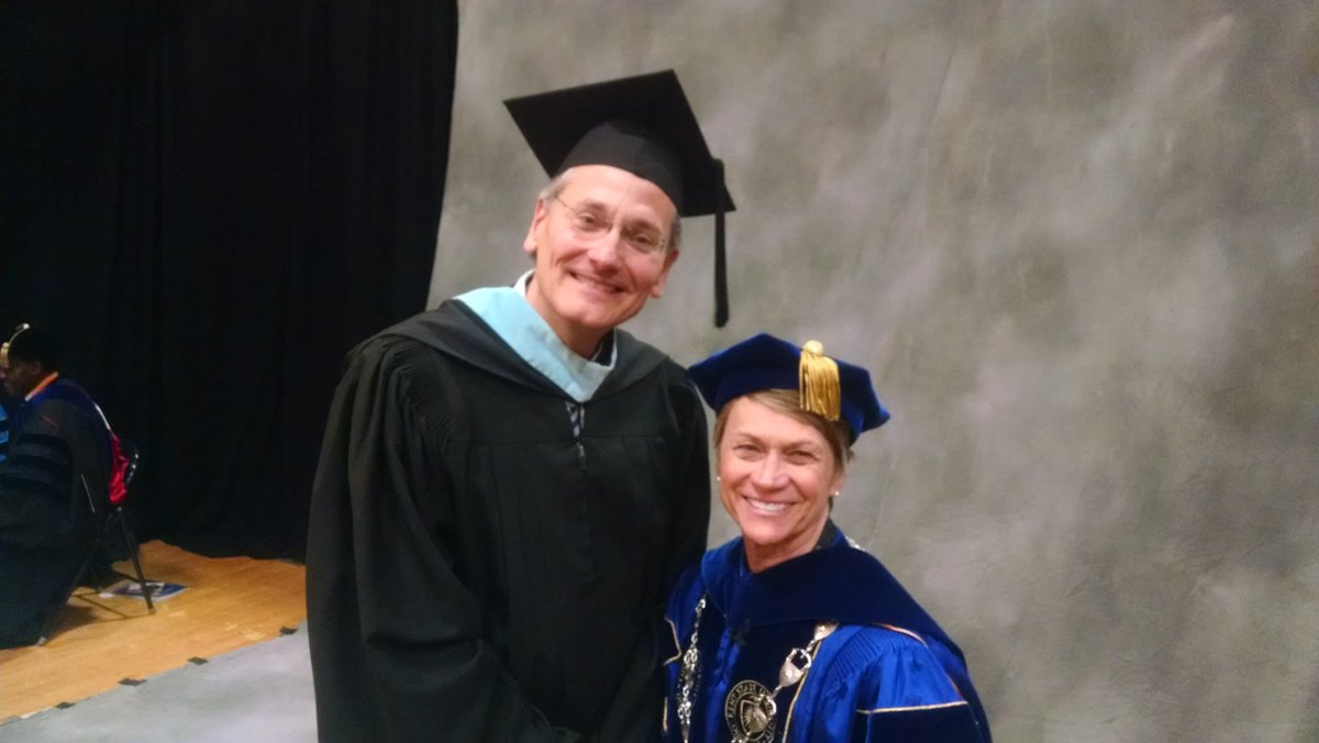 NGattozzi's tweet image. .@PresBWarren with David Brandt &apos;82 of #LMSpace, our Commencement Speaker. #FlashesForever @LockheedMartin @KentState