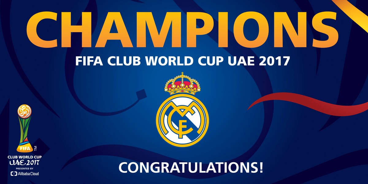 CONGRATULATIONS @REALMADRID! 🎉
Victory at UAE 2017 has earned you back-to-back #ClubWC titles 👏