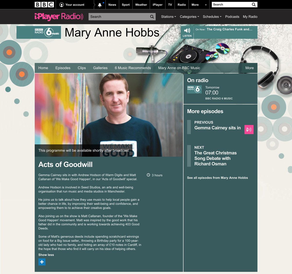 CoachCallanan's tweet photo. Iβm on @maryannehobbs show Sun 17 Dec 7am-10am @gemcairn
Talking @WeMakeGoodHappn #Kindness
https://t.co/map9FtzKkZ https://t.co/0gULmMSt1w