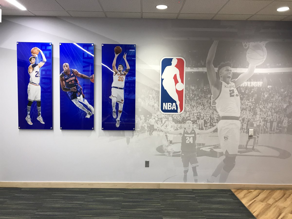 cucoachmac's tweet photo. NBA wall is finally complete. Couldn't be more proud of the way these four guys represent Creighton! #whoisnext https://t.co/cQCiwrrAsx