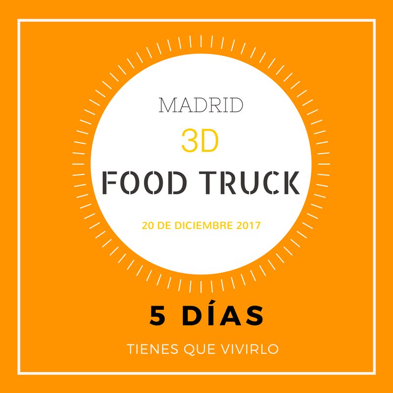 3Dfoodtruck's tweet photo. WHAAAAAT? Sí, Sooooolo faltan 5 días para inaugurar nuestro #FoodTruck de #comida3D. No olvides responder a nuestra tweet encuesta de: ¿Qué te gustaría que regalásemos impreso durante la inauguración? ¡Qué ganaaaaaas!😁🙌🏽 #3DPrinting #FelizSábado https://t.co/LLVsCDP2AE