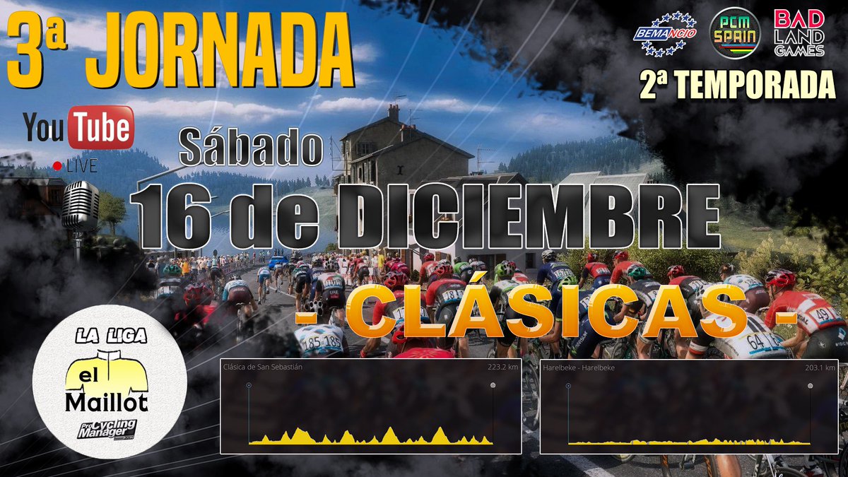 🔴 DIRECTO | ¿Sabes que ya está en juego la 4ª jornada de la #LigaPCMElMaillot? 🚴‍♂️🔥

¡Con <a href="/bemancio/">César Cortés</a> y <a href="/ale_pereirac/">Alejandro Pereira</a> comentando la 1ª División! 🎙️

¡Síguela AQUÍ! ▶️ youtu.be/WnVYiqLIjKE