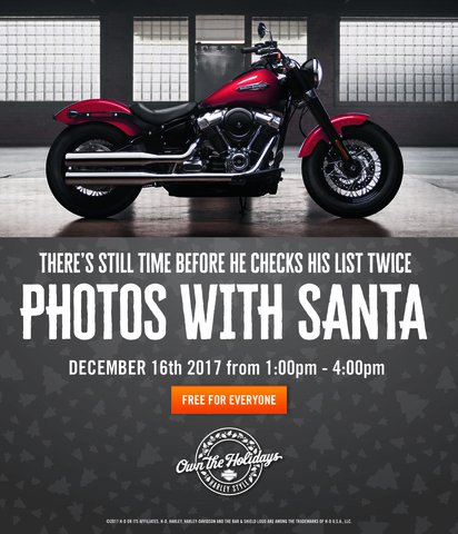yourlocaltimes's tweet photo. Ho, ho, ho! 🎅🏼 Santa will be at Chunky River Harley-Davidson today from 1-4pm! Pictures are free, so doll up the kids and join us in getting into the holiday spirit! https://t.co/uFHMqpbn4m
