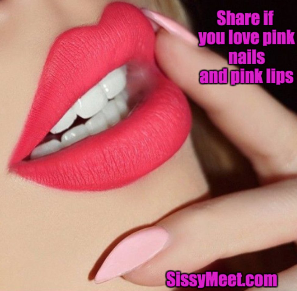 SissyMeet's tweet photo. Retweet if you love pink nails and pink lips. https://t.co/j3biH5riTX. #Sissy #sissycaptions #feminization #sissification https://t.co/bvZEpTCyWq