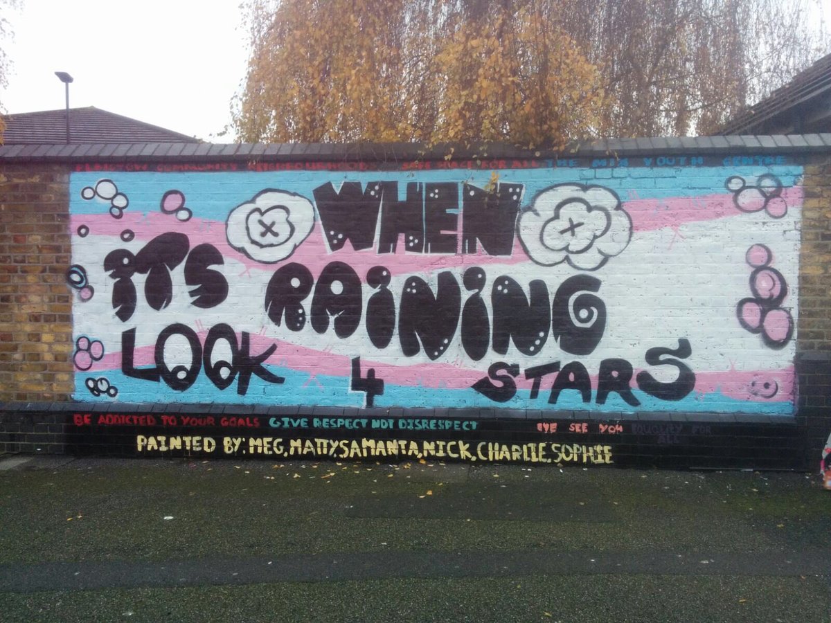jjpshe's tweet photo. So proud of the PYN’s mural in Plaistow #safespace4all#community#themix#rein#look4*’s#theyarestars @EducateCelebrat https://t.co/2DTenNpVXJ