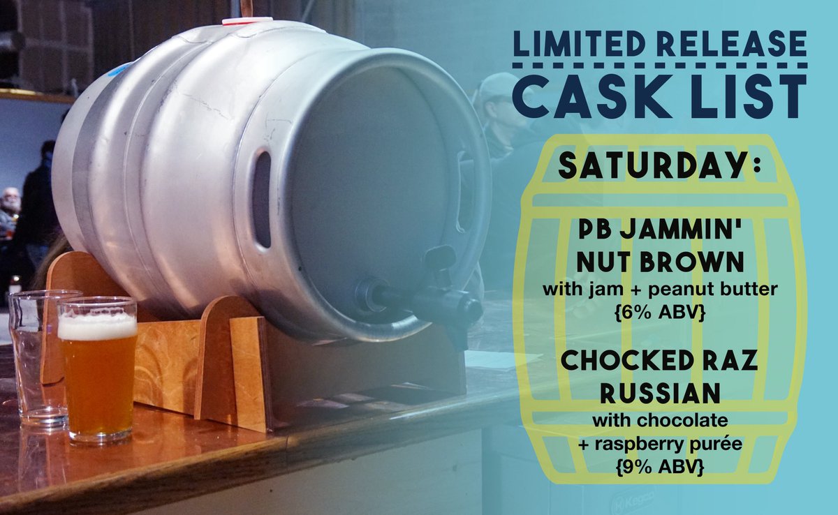 beer_and_a_baby's tweet image. Round 2! We're open until midnight tonight, come try one of our limited release casks! Today we're tapping PB Jammin' Nut Brown 🥜 + Chocked Raz Russian! 🍫
.
#pontoonbrewing #sandysprings #gabeer