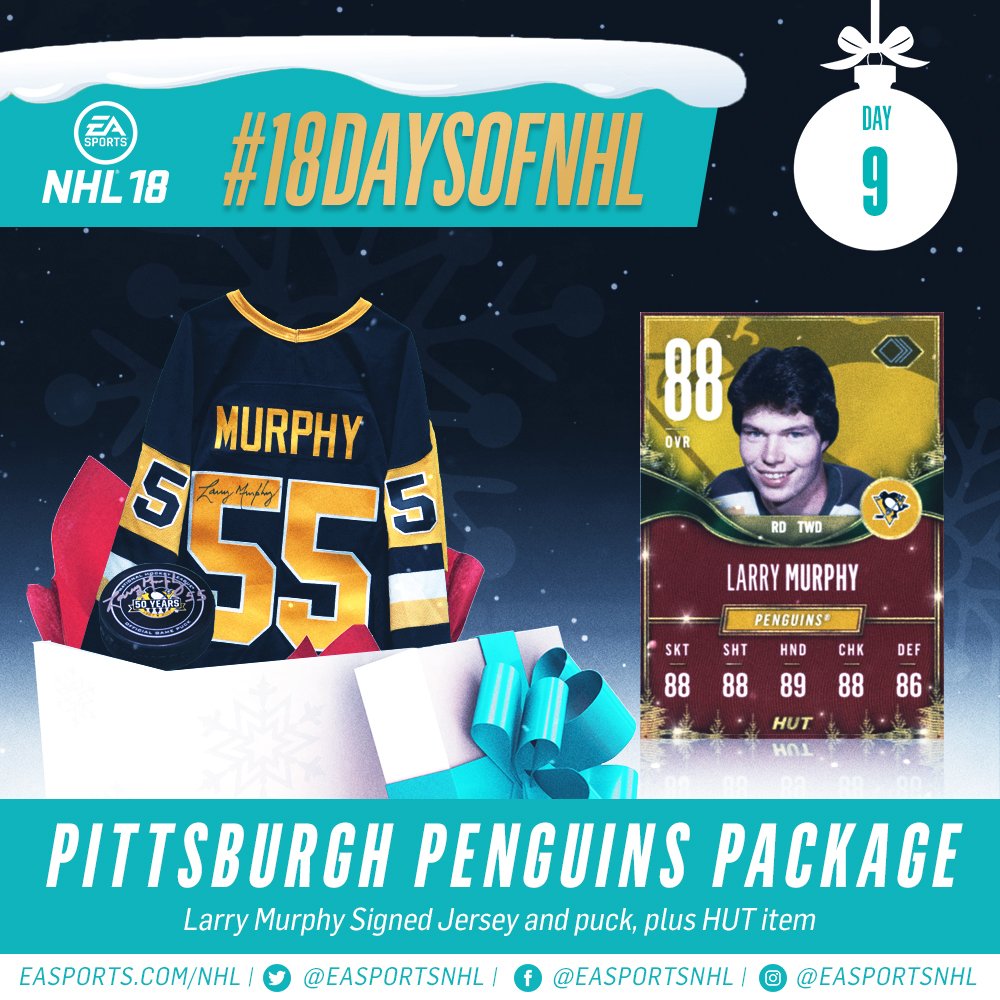 EASPORTSNHL's tweet photo. Day 9: Retweet to win this @penguins package, including a signed Larry Murphy jersey and puck! https://t.co/HdIzjOAdpj