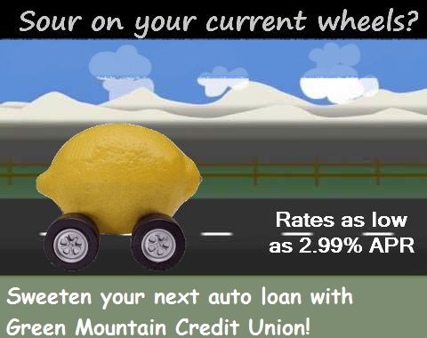 GreenMountainCU's tweet photo. Sour on your current Auto Loan? Drive it over to Green Mountain Credit Union today for great rates that you can afford! https://t.co/bEwFMEsBiV