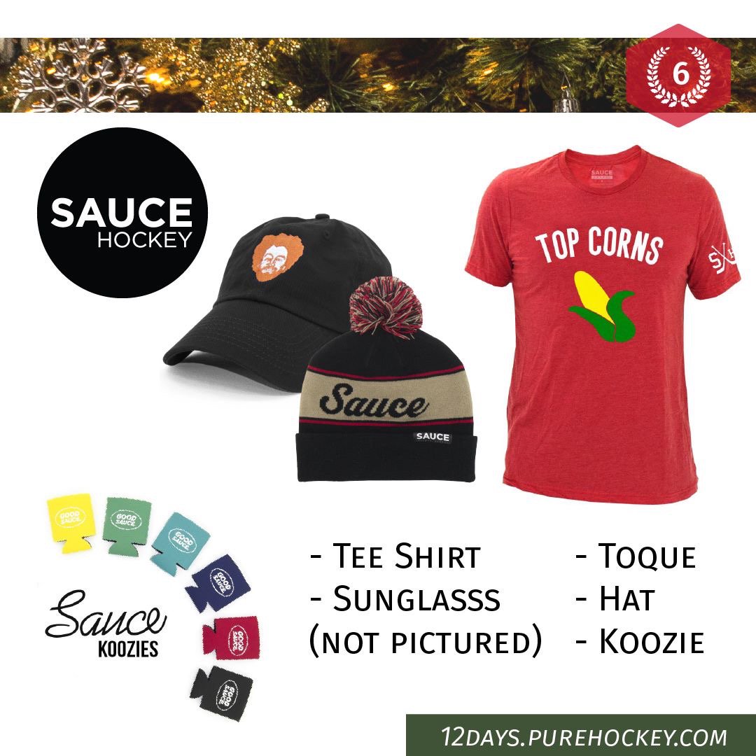 Day 6: Sauce Hockey Apparel Gift Pack!

- Favorite &amp; retweet to increase your odds.
- Must be entered online @ 12days.purehockey.com to win.
- Winner announced tomorrow AM.
- Good Luck!