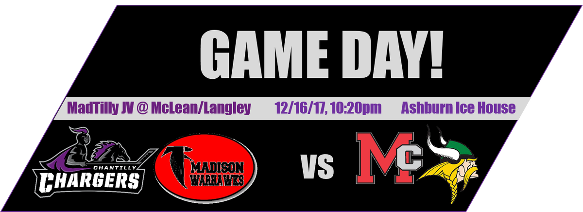ChantillyHockey's tweet photo. Gameday!! Start your winter break off with some JV hockey! #SaturdayNightIce @Dapurpplatoon @Chantilly_HS @CHS_Booster https://t.co/8oCDLSsFP4