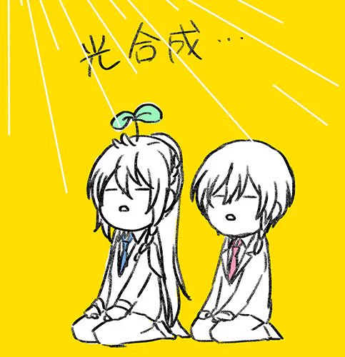 一年前の演劇部!渉が「植物の気持ちになりきる演技指導」だと北斗を言いくるめてひなたぼっこしてるだけ。 