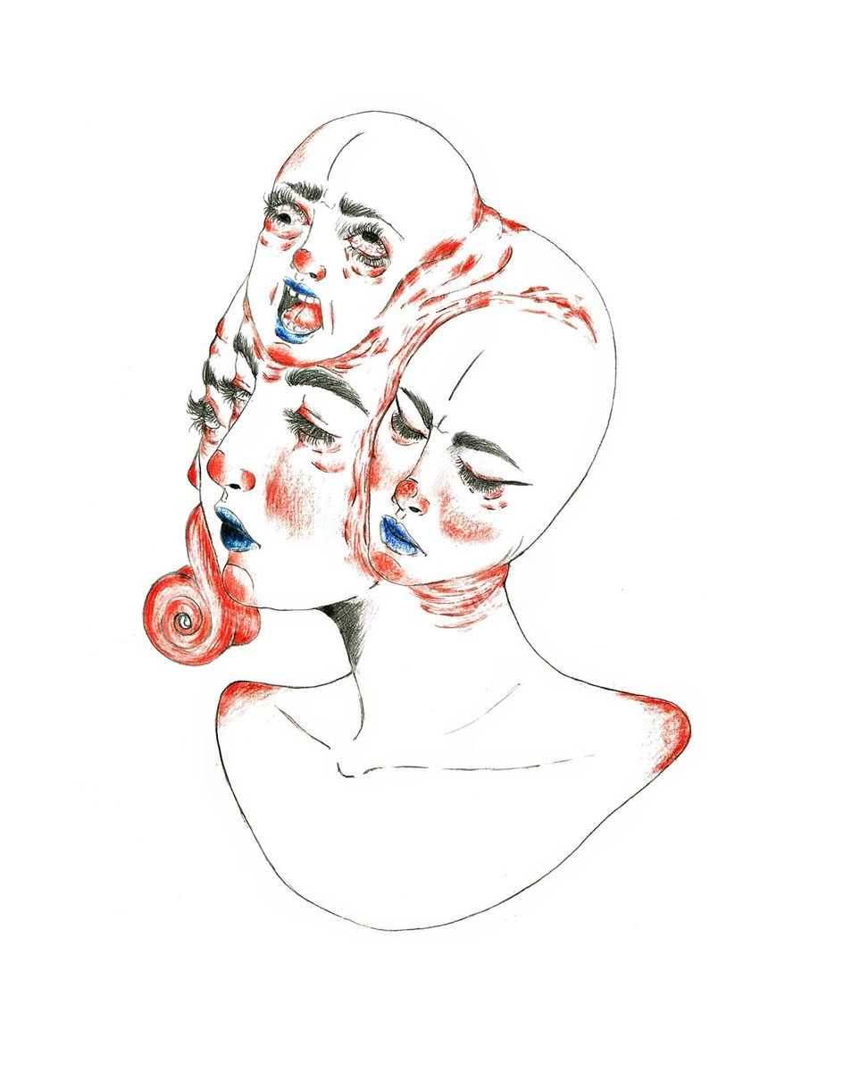 LaLocadelColor's tweet photo. Las caras que no muestro. 
*Ilustración Nueva*
#Ilustracionart #Horror #Macabro #Girl #Faces https://t.co/C0dgDUfqe3