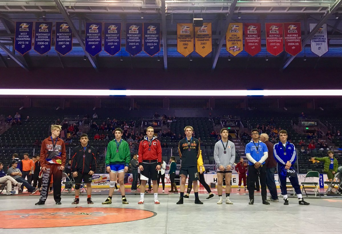 Jacob Greenwood pins to win! Poudre moves up to 3rd in the team race of 64. Three more Poudre guys to go.