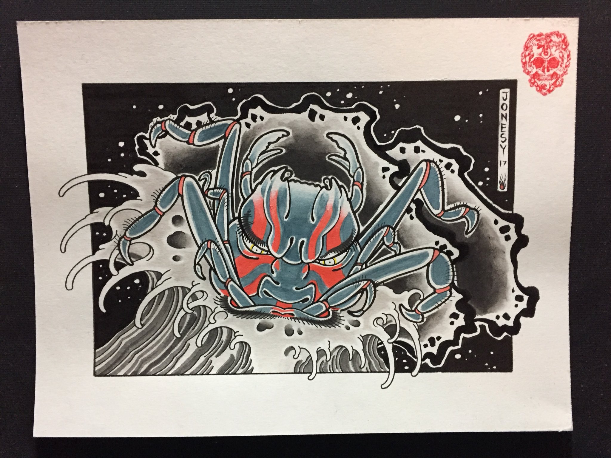Samurai Crab Tattoo Drigital Drawing Video and Finished Artwork  Steemit