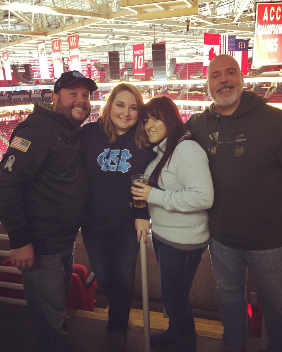 UNCSwtHrt's tweet photo. If we are coming into #Pack territory we have to come together! #TarHeelFam sticking together to show our #Carolina pride at the #Canes game! #NHL #Hockey #WhosState #OutState #UNC #TarHeels @butcher788 @David_KP4L @jsbtarheel95 https://t.co/ZaQovBFcHq