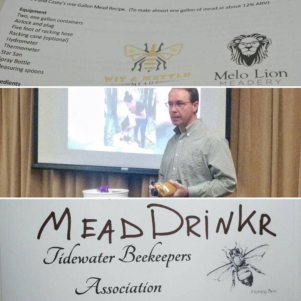 Weekend meadery tour part two: a #mead making presentation from Zeb @melolionmead &amp; Casey @witandmettlemeads to the Tidewater Beekeepers Association.