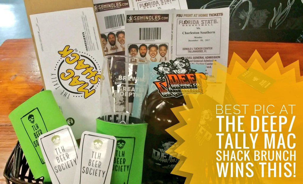 TLHBeerSociety's tweet photo. ANNOUNCEMENT:
Someone will win THIS #TLHBeerGiftBasket Sunday at the @DeepBrew-@tallymacshack #LocalAFBrunch beer and food pairing!
Here's how:
1. Purchase a ticket (https://t.co/OdXHiiaCBD)
2. Take a 🔥 pic of the food/beer
3. Post it!
We'll choose the👑after the event!
1/ https://t.co/c4AvHYMSD2