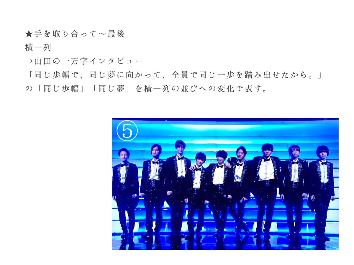 YrYrina's tweet photo. ツアーで見たときから気になって気になって仕方なかったから考察してみた。

『H.our timeのフォーメーションと歌詞』

⚠ぼぼ主観です。

こんなこと考えだしたら、この曲聞くたびに涙出るわ… https://t.co/BvitMxsmMM