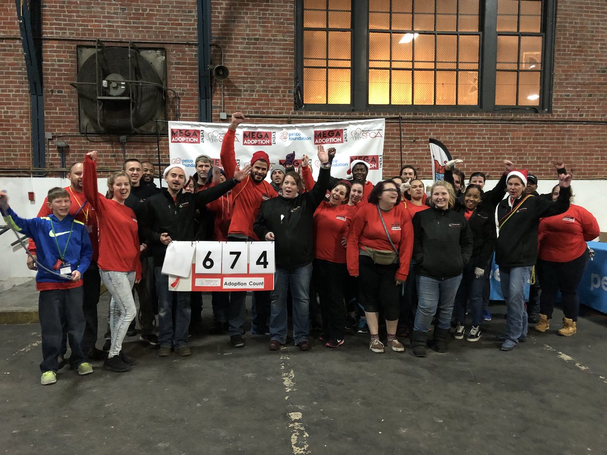 BrandywineSPCA's tweet photo. What an amazing day! 674 homeless pets now with families in the first day of the Mega Adoption Event. Tomorrow is another day of lifesaving, hope you’ll join us! 10am-6pm https://t.co/x1GiTRQK27 #tristatemega https://t.co/in7FVZjblD