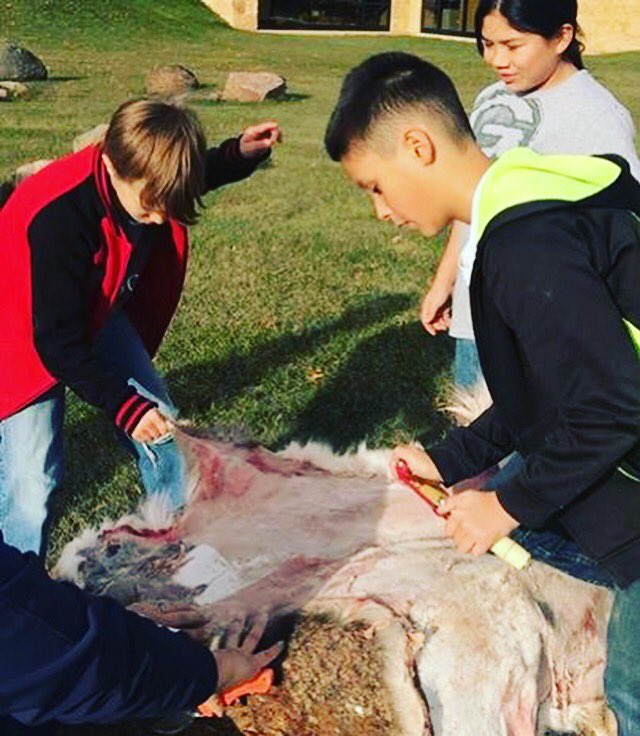 ICSMilwaukee's tweet photo. #SOARatICS Miigwech to the community for donating #deerhides. This was such an awesome experience to share with our students and staff. This fits right into our Culture Curriculum here at ICS. Mr. Jones is always going above and beyond for our students. https://t.co/yUURJkRybv