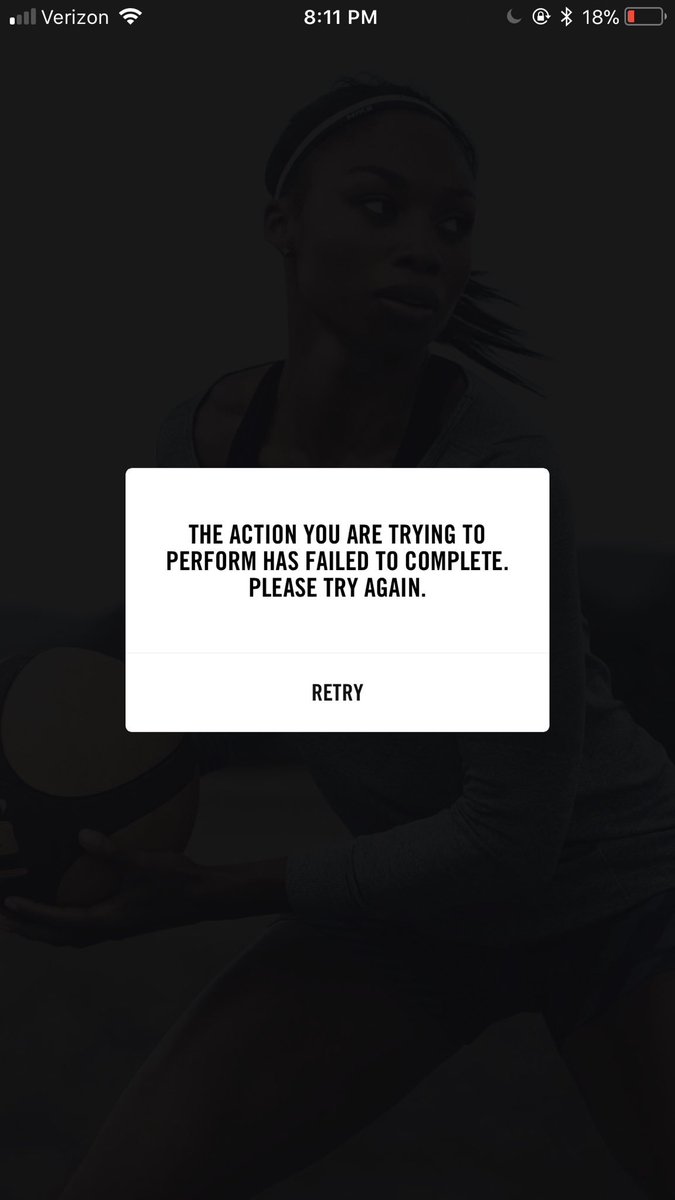 Lizz_Anne's tweet photo. @NikeSupport Just redownloaded the app today. iPhone 7+. This is the error I get when trying to open the app. Usually the circle just spins and nothing happens. https://t.co/pcP7yV2izx