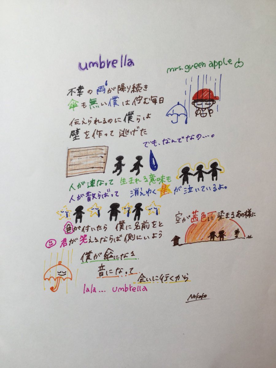 マーマレード No Twitter 22 Mrs Greenappleよりumbrella 歌詞画像 ミセスグリーンアップル 邦ロック