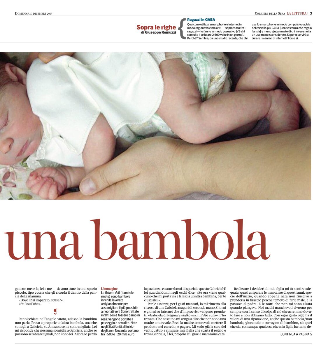 Mia figlia é una bambola di @teresaciabatti da leggere oggi su <a href="/La_Lettura/">la_lettura</a> imperdibile <a href="/La_Lettura/">la_lettura</a>