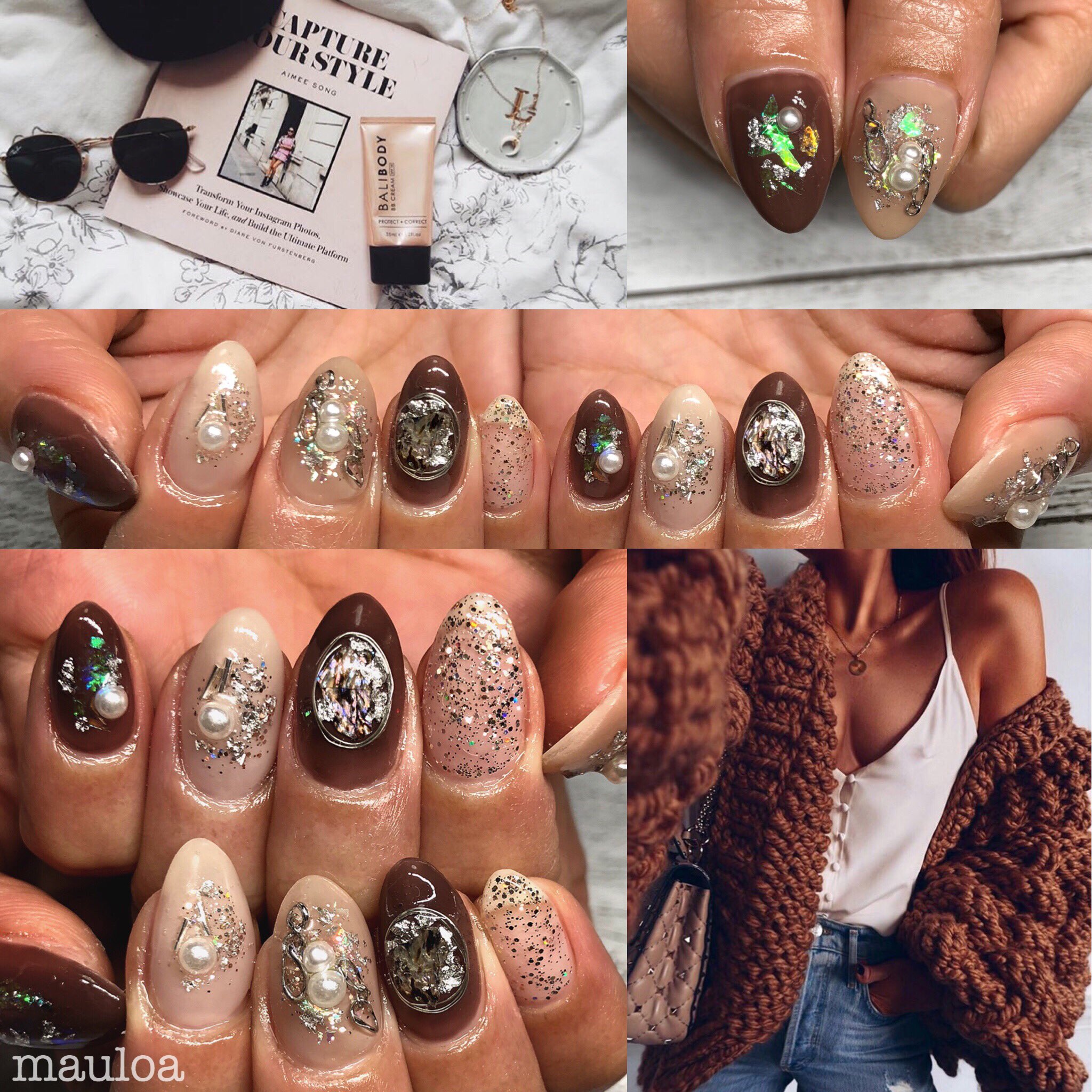 Mauloa サンプルから 最近ブラウンも人気 いつもありがとうございます ネイル ネイルデザイン 冬ネイル 冬ネイル17 パールネイル アニマル柄ネイル グレー中ネイル チェーンネイル ブラウンネイル シアーネイル 綺麗め