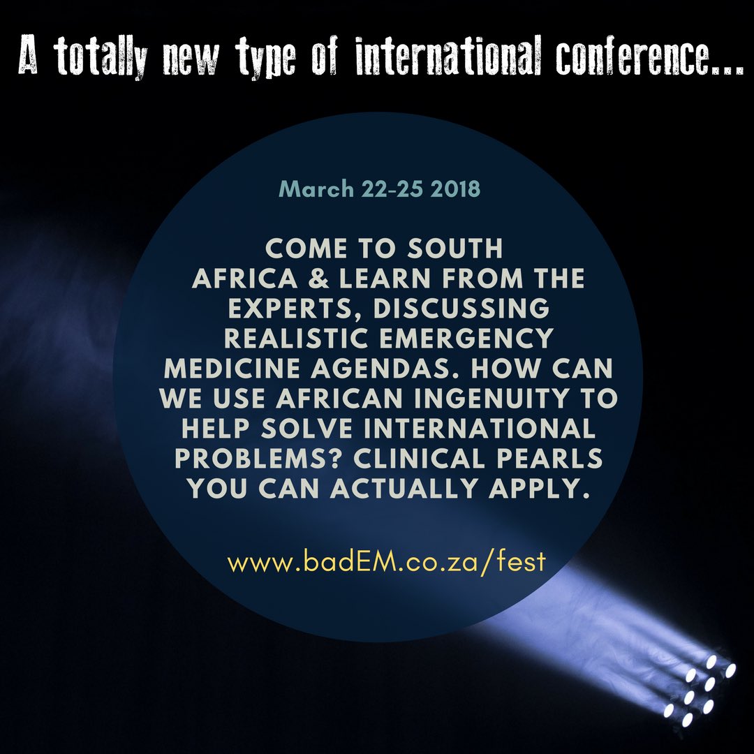 bad__EM's tweet photo. Is it time for something different? Time for LMICs to contribute to an international audience.. March 2018 come to Cape Town! Share with friends.. #FOAMed #FOAMcc #FOAMped #FOAMus #FOAMtox https://t.co/KwC9C3P5MD https://t.co/Q5TjeqWnyH