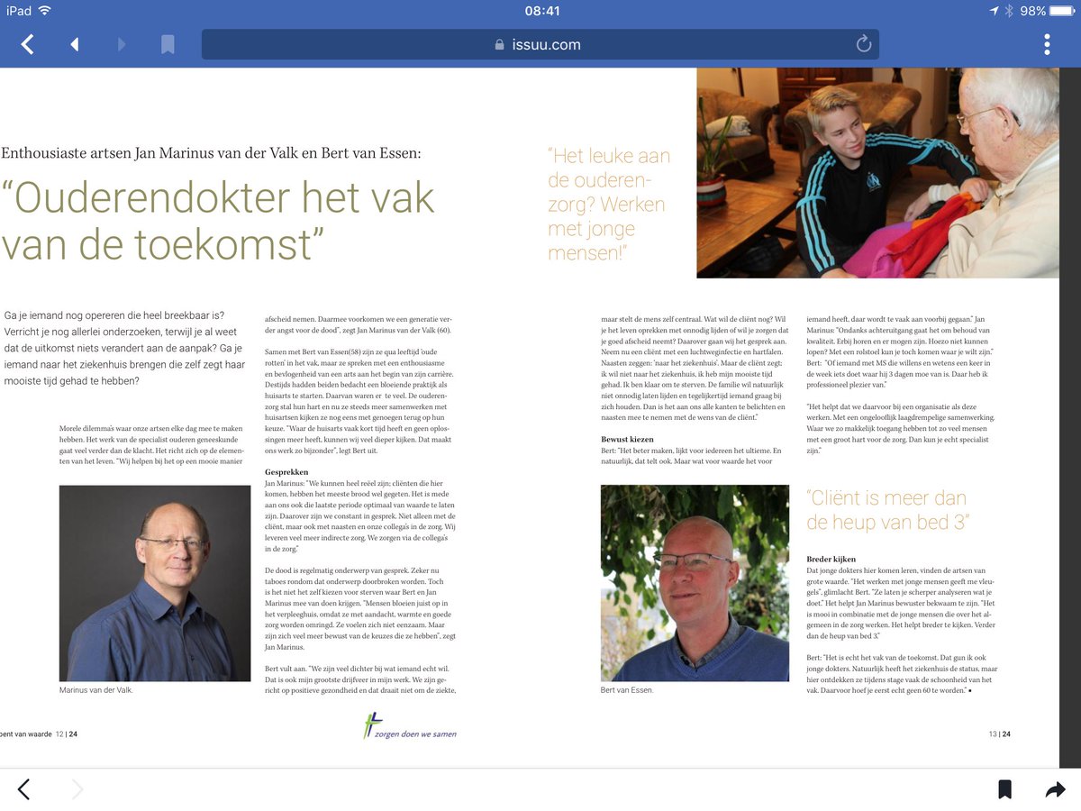 'Ouderendokter het vak van de toekomst' aldus de specialisten Ouderengeneeskundige van <a href="/Viattence/">Viattence</a>. <a href="/Nienke010/">Nienke010</a> <a href="/verenso/">Verenso</a>
