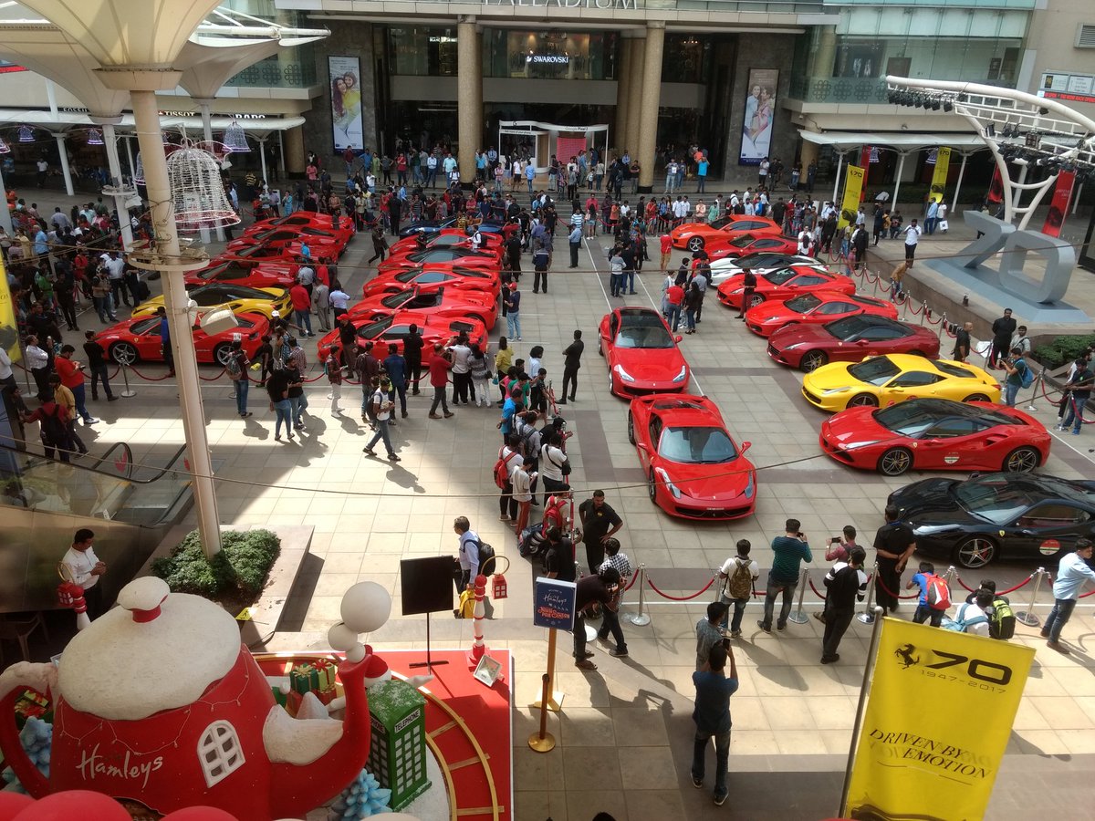 Zigwheels's tweet photo. The #Ferraris are on display at High Street Phoenix mall. 23 @Ferrari cars in total๐
#drivenbyemotion https://t.co/hnwhgdOfVm