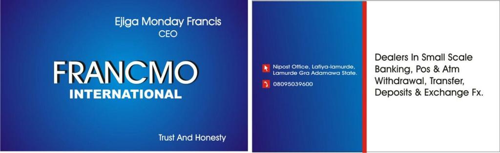 Good morning people, we welcome you to Francmo intl.