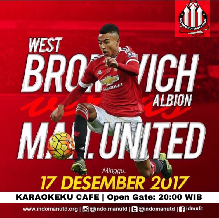 NONTON BOLA SERU 
WBA vs MANUTD 
Minggu, 17 des 2017 
Kick off: 21:30
At KARAOKEKU Cafe jl.deblod sundoro (depan tamsis).
Ramekannnnn!