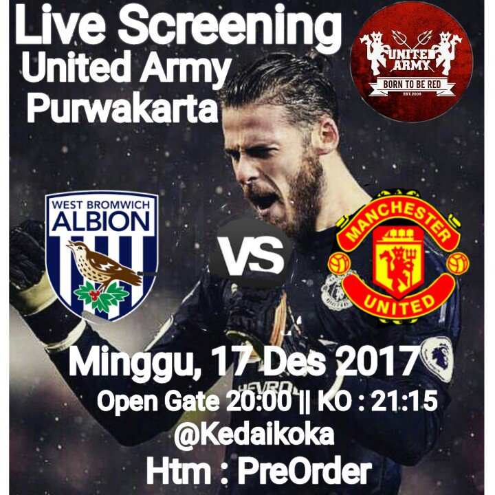 #LiveScreening <a href="/WBA/">West Bromwich Albion</a>  v <a href="/ManUtd/">Manchester United</a> | minggu (17/11/17) | @KedaiKoka1 | OG: 20:00 WIB | Htm: jajan | CP : 081315041886 join us! #WeAreUnitedArmy