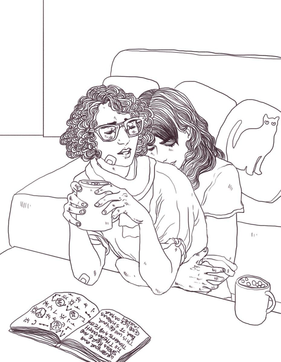 well_dipper's tweet photo. Imogen and Layla drinking hot chocolate because @MargaretKrohn asked! May color this when I get a chance.@Roll4It #deathspoon https://t.co/OcgZnkIxLt