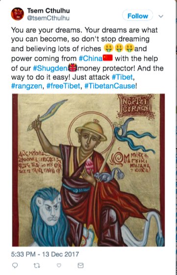 lthium2's tweet photo. @Twitter and @Jack building bad #brandreputation by allowing #religiousattacks by @_achaean on #Kechara #Buddhist organization & pure monk @tsemtulku. Please #retweet & the #voice for the oppressed.
#tsemtulku
#cyberbully
#StoptsemCthulhu
#ConstitutionalRights
#ReligiousFreedom https://t.co/N4rTbMBWT4