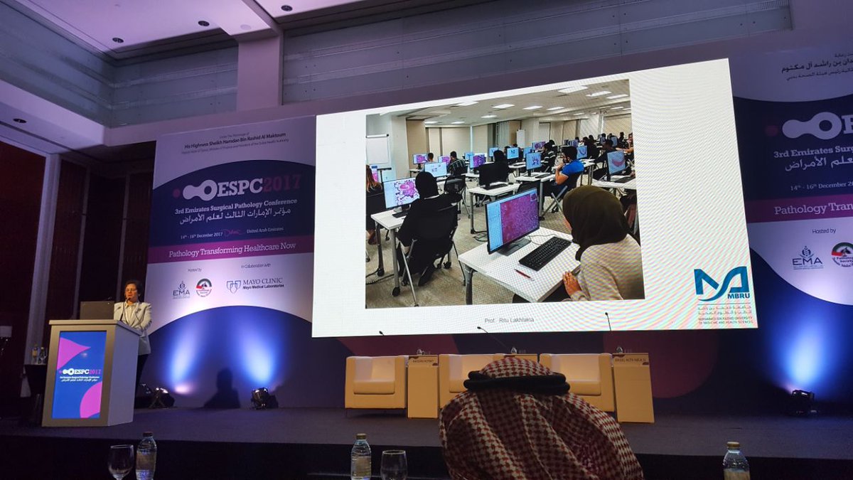 MBRUniversity's tweet photo. Prof. Ritu Lakhtakia shared the #MBRU experience in using #DigitalPathology software @Philips_Path in an integrated medical curriculum at the 3rd Emirates Surgical Pathology Conference #ESPC2017 https://t.co/37aLiXDaL0