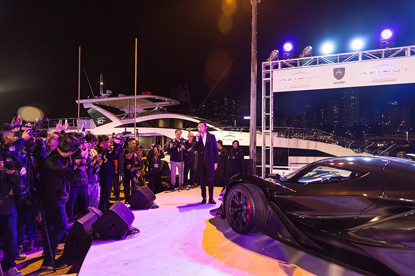 AzimutYachtsHK's tweet photo. #AzimutYachts and @ApolloAutomobil celebrate the Asian premieres – #AzimutGrande 27 Metri and Apollo Intensa Emozione (IE) – at @RHKYC, with local singer Julian Cheung performing on the newly Asia-launched 27m yacht.

#HongKong #royalhongkongyachtclub  #apolloIE #juliancheung https://t.co/UbhoYOlHBJ