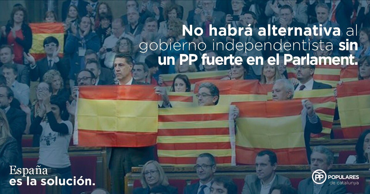 PPCatalunya's tweet photo. “Nada se podrá construir a partir del #21D sin los diputados del PP” @marianorajoy 
#LaSoluciónEsPP ✅ https://t.co/y5bHy2ltD5