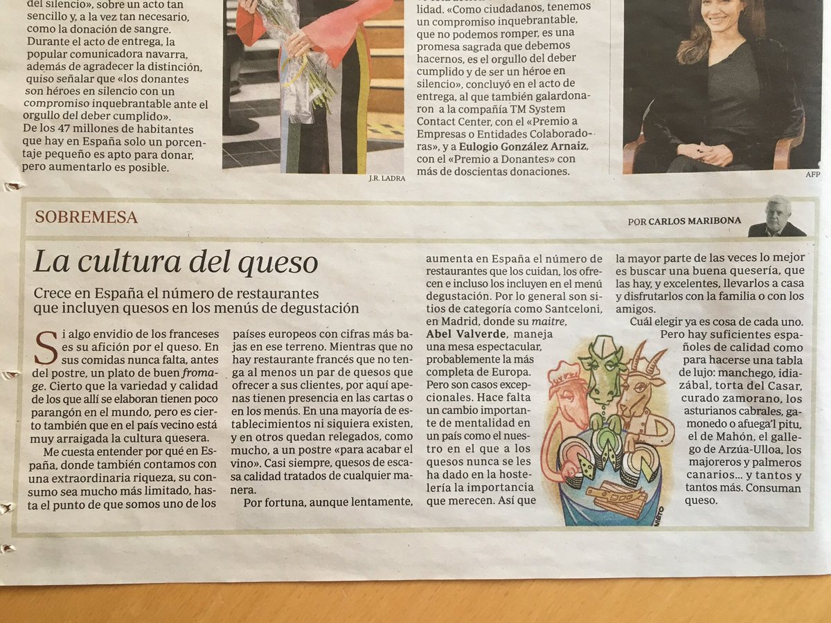 Una defensa del consumo de queso en mi artículo del sábado en la edición impresa de ABC.