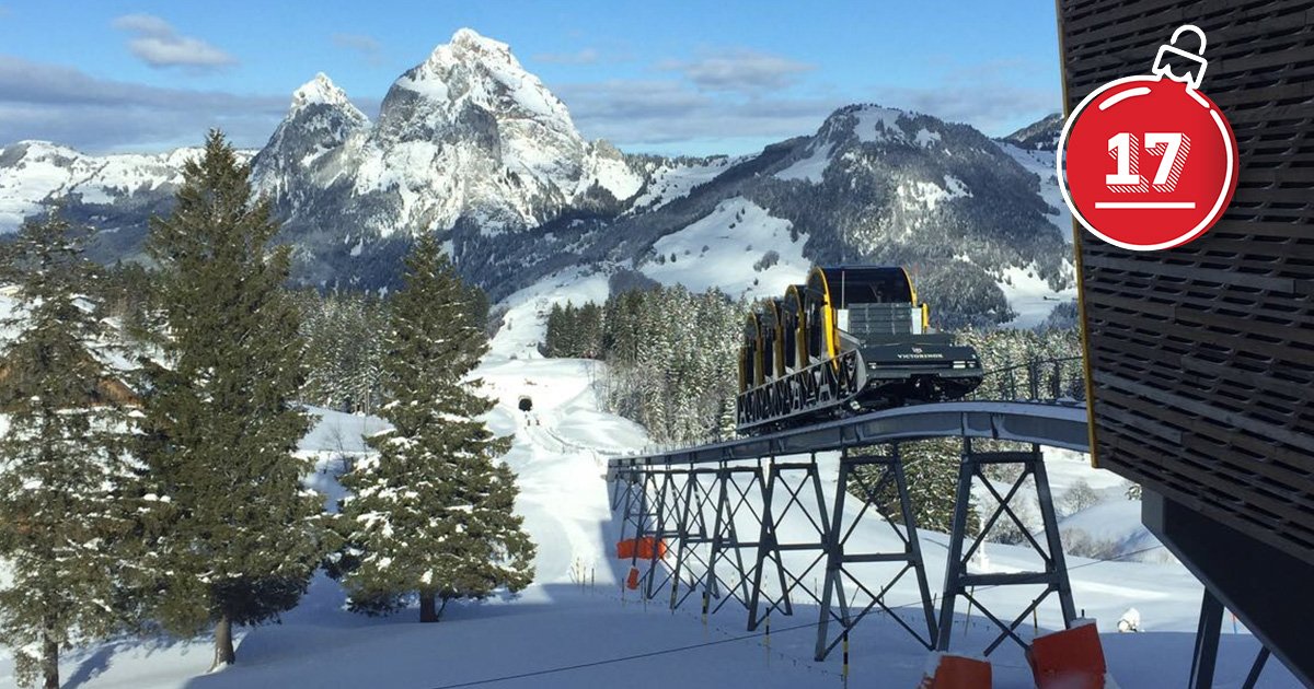 MySwitzerland_e's tweet photo. #AdventCalendar – window 17: Enter now and travel on the world’s steepest funicular railway to enjoy a skiing holiday on #MountStoos: https://t.co/ggfk52uc3k https://t.co/TyhGSciJoQ