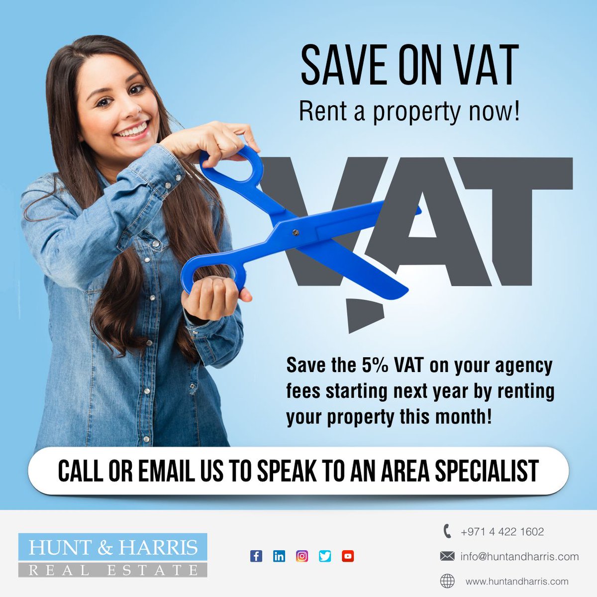 Save on VAT. Rent a property now!
#huntandharrisuae #vat #mydubai #dubai #uae #realestate #property #propertydubai #buy #realtor #buydubai #investdubai #dxb #dubairealestate