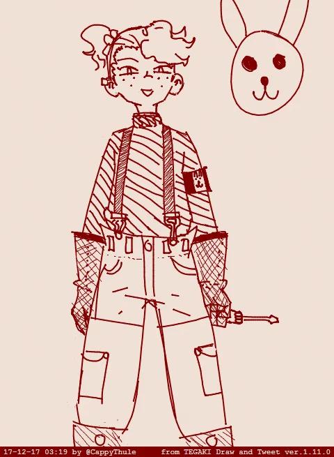 quick sketch of freckles girl, she is a mechanic #tegaki_dt 