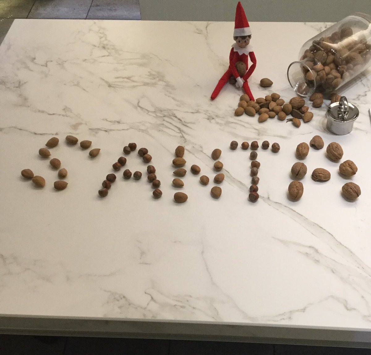 DBKitchens's tweet photo. Toby loves #Santa @elfontheshelf @Dekton #Entzo #scoutelfideas #elfontheshelf #ElfOnAShelf #prestwich #manchester https://t.co/5vbQZq1jSa