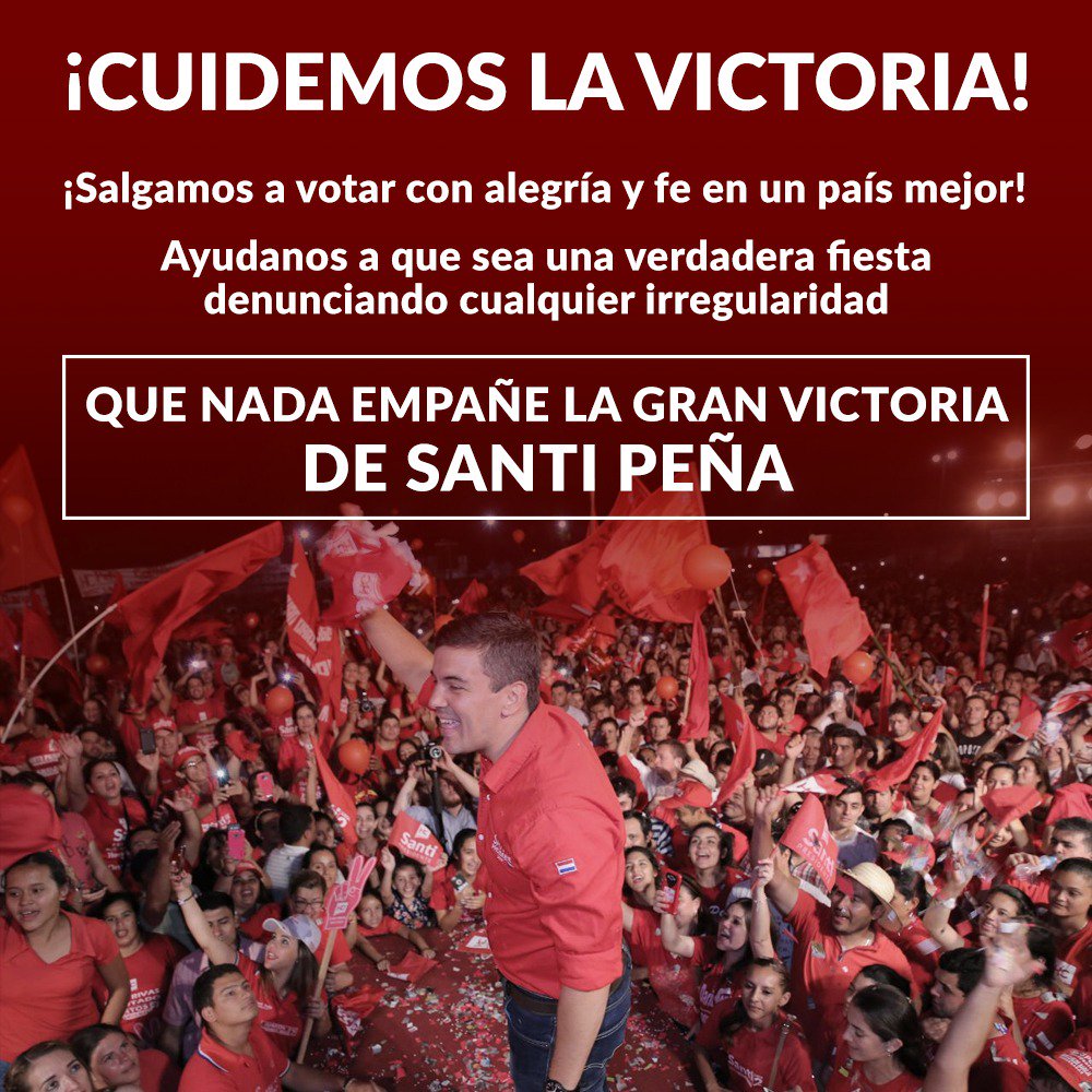 celeurion's tweet photo. #SantiPresidente #VotoXSanti #SantiVictoriaSegura #Internaspy #ParaguayElige #Internas2017 https://t.co/ke7X2IjRwM