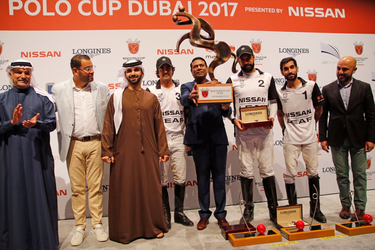 NissanME's tweet photo. Congratulations to #NissanLEAF team for winning the Beach Polo Cup Dubai 2017. #NissanME #BPCDXB https://t.co/ranYMp2oMS