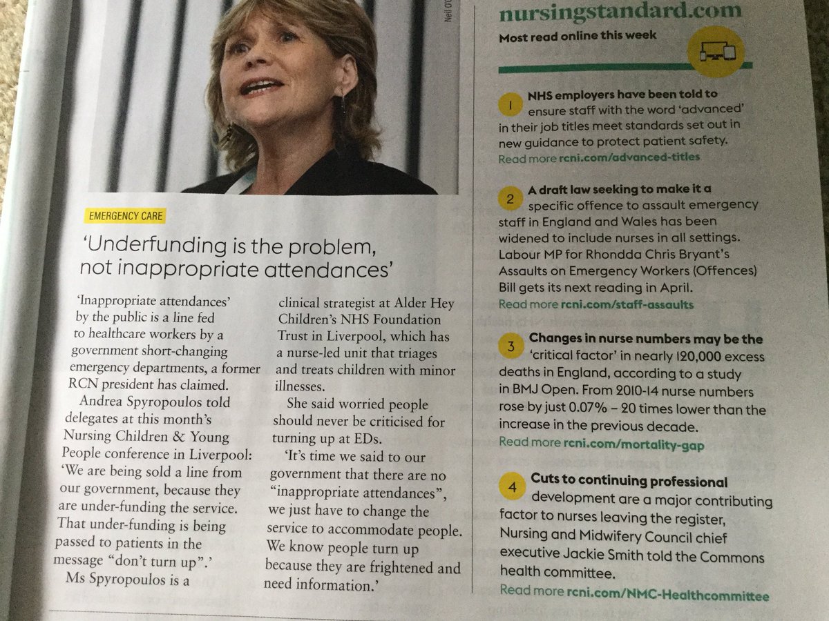 ‘Underfunding is the problem, not inappropriate attendance’ is the problem. Article in @NurseStandard @rcni