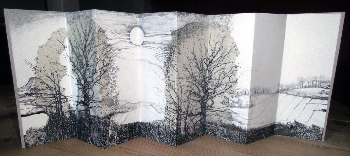 #Frosty and #cold out there - rather like my concertina #book made from #collage #drawing and #screenprinting - wrap up warm &amp; drive carefully
