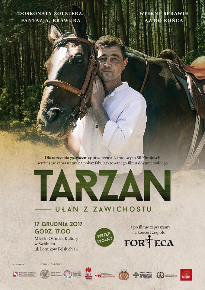 ipngovpl's tweet photo. Dziś o 17.00, w @mok_swidnik (ul. Lotników Polskich 24) będzie się premiera filmu „Tarzan–ułan z Zawichostu” połączona z koncertem zespołu #Forteca. Wydarzenie związane jest z obchodami 75. rocznicy powstania Narodowych Sił Zbrojnych. #IPN @swidnikpl #NSZ https://t.co/p4Rt0Ak1gc https://t.co/3re0aSYuy3